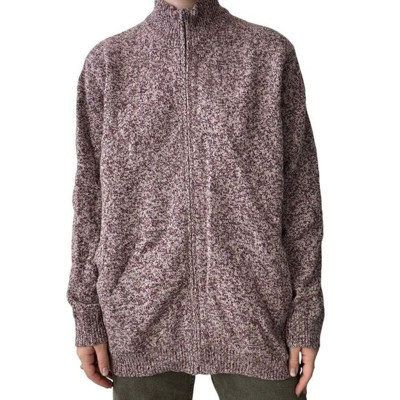 Brooks Brothers Womens Burgundy Heathered Merino Wool Blend Cardigan XL - Picture 1 of 9